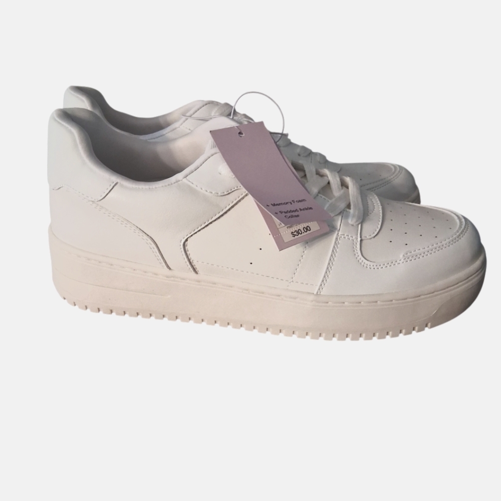 wild fable White Platform Low-Top Sneakers with Pink Hang Tag - Picture 1 of 6